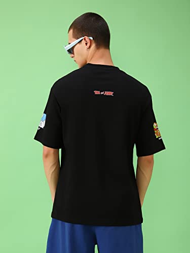 Bewakoof X Official Tom & Jerry Merchandise Mens Friends & Feelings T&J Graphic Printed 100% Cotton T-Shirt - Oversized Fit, Ro