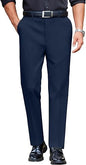 CB-COLEBROOK Mens Classic Formal Premium Dress Pants Expandable Waist Suit Pant Slim Fit Flat Front Slacks Ankle Fit Trousers fo