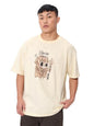 The Souled Store Warrior Soul Men And Boys Short Sleeves Round Neck Yellow Graphic Printed Cotton Oversized T-Shirts