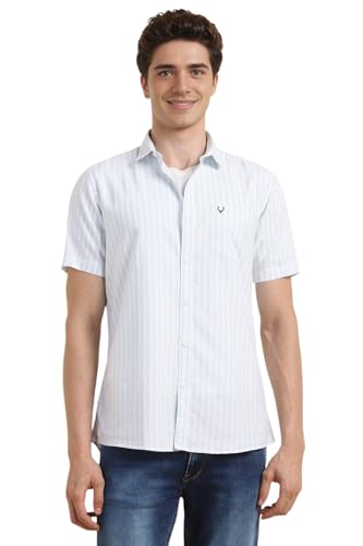 Allen Solly Men Regular Fit Striped Casual Cotton Half Sleeve Shirt