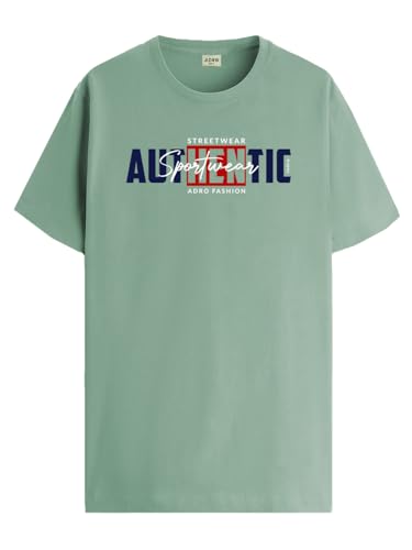 ADRO Men's Graphic Printed 100% Cotton T-Shirt - Regular Fit, Printed T-Shirts for Men (RN24-SPT-PT_Pista_XL)