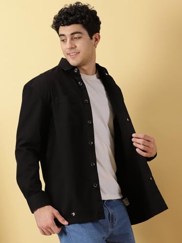 Thomas Scott Mens Oversized Fit Shirt (TS1247_Black