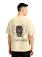 Veirdo Mens Cotton Overiszed Baggy Fit Drop Shoulder Front Back Graphic Printed Round Neck T-Shirt