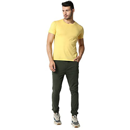 Thomas Scott Mens Solid Regular Fit Trouser Green