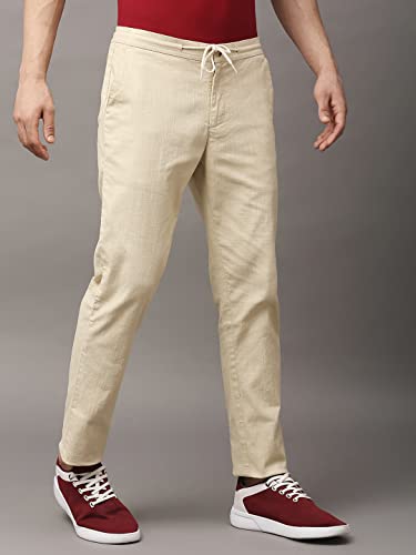 Thomas Scott MenS Solid Slim Fit Trouser Beige