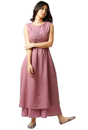 Anni Designer WomenS Rayon Viscose Anarkali Solid Kurta With Palazzo (Kamini Pink_Xxl_Pink_Xx-Large)