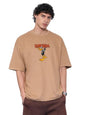 The Souled Store Looney Tunes: Sarcasm is My Superpower Women and Girls Short Sleeves Round Neck Tan Embroidered Cotton Oversize