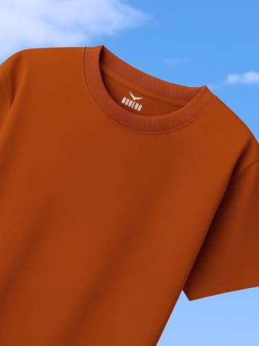 Nobero MenS Oversized Fit T-Shirt (1M-Twts-R0039_Rust Orange