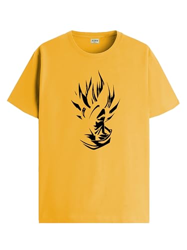 ADRO Men's Solid Regular Fit T-Shirt (RN24-GOK-MU_Mustard