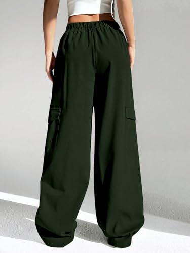 Greciilooks Women Cargo Pant Dark Green