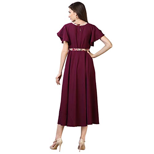 OOMPH! Womens Western & Fusion wear Midi Dresses for Women, Beach, Purple - md69