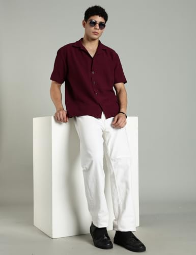 Fyltr MenS Solid Regular Fit Shirt (Fylss25Ms-1318_Pomegranate