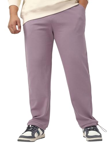 Bewakoof Heavy Duty 1.0 MenS Textured Oversize Fit Cotton Blend Plus Size Track Pant_646500_Purple_6Xl
