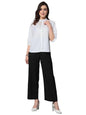 Style Quotient Women Solid White Polymoss Smart Casual Shirt