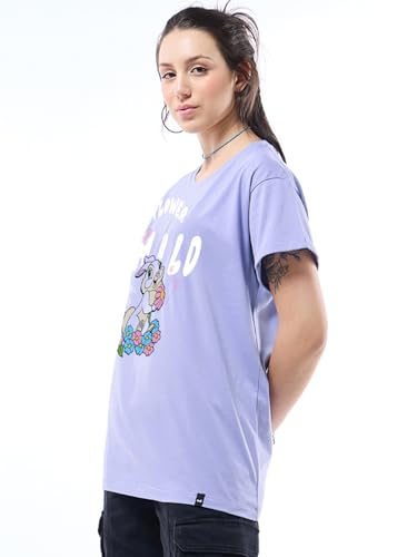 Bewakoof Official Looney Tunes Merchandise Bunny Womens Graphic Print Boyfriend Fit Half Sleeve Round Neck Cotton Jersey T-Shir