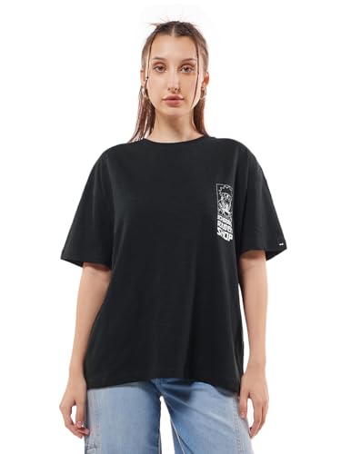 Bewakoof Air 1.0 Official Naruto Merchandise Anime Womens Graphic Printed Oversized Fit Half Sleeve Round Neck Cotton Slub T-Sh