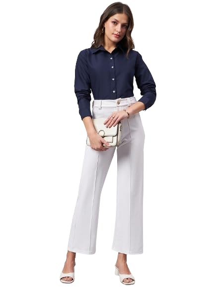Style Quotient Women Smart Navy Spread Collar Full Sleeve Shirt