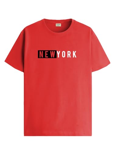 ADRO Tshirt for Men | Printed T Shirt for Men | 100% Cotton T-Shirt |Printed T Shirt | T-Shirts | RN24-NKY-RD-XL Red