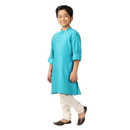 Fabindia Boy's Rayon Blend Self Design Regular Kurta