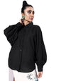 Style Quotient Women Solid Black Polyester Smart Casual Oversized Shirt