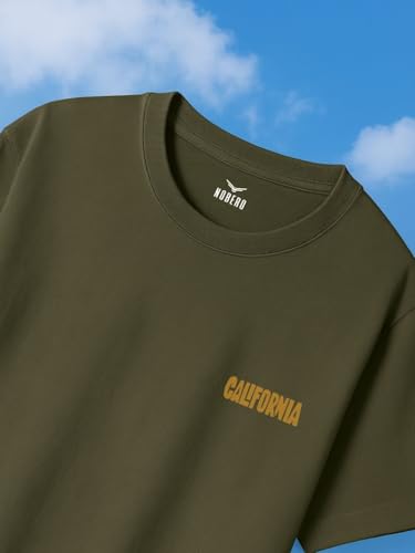 Nobero Men Cotton Graphic Print Oversized Fit T-Shirt (1M-Twrt-C0910-Og_Olive Green_1