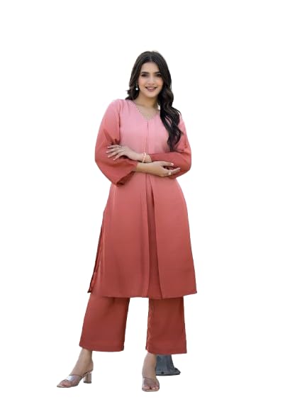 Varanga Women Ombre Coral A-Line Kurta Set