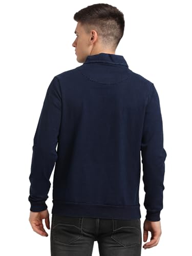 Turtle Men Cotton Tencel Slim Fit Full Sleeve Blue Sweatshirt