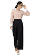 Style Quotient Women Nude Pink and White Polyester Formal Shirt