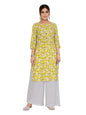 rangita Yellow Rayon Straight Printed Knee Length Kurti | Kurta for Women