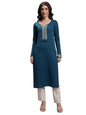 Ketch WomenS Polyester Blend Regular Fit Kurta (Khku000534_Lyons Blue