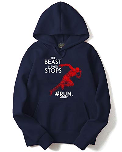 ADRO Men's Cotton Hooded Hoodie (H-B-STO-NB_Navy_XL)