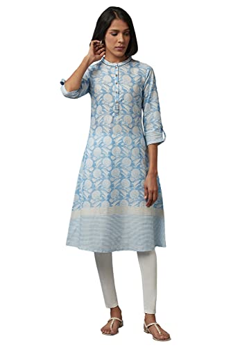 W for Woman Women Cotton Floral Print Straight Kurta