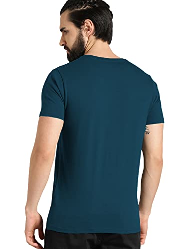 ADRO Men's Bike Rider Printed Cotton T-Shirt (RN22-2-BIK-SB_Teal)
