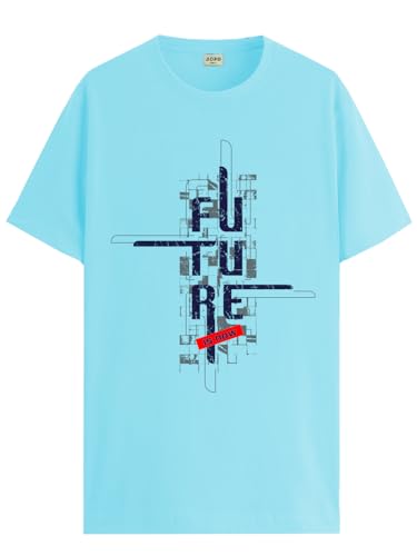 ADRO Men's Graphic Printed 100% Cotton T-Shirt - Regular Fit, Printed T-Shirts for Men (RN24-FTR-MI_Mint_XL)