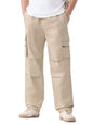 The Souled Store Cargo Pants: Creamy Beige Men and Boys Adjustable Buckle Waist Solid Cotton Twill Lightweight Everyday Straight