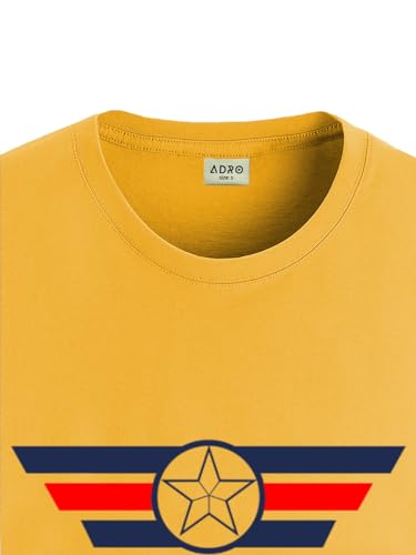 ADRO Men's Solid Regular Fit T-Shirt (RN24-CAP-MU_Mustard