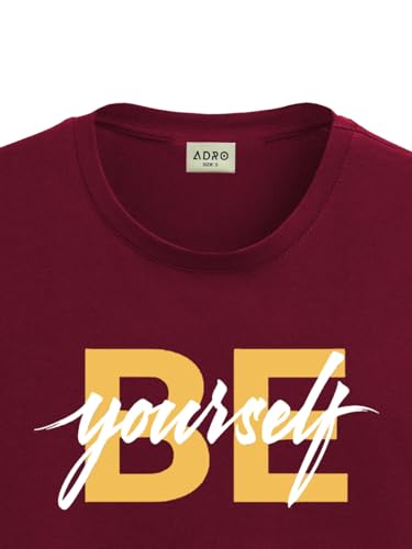 ADRO Men's Solid Regular Fit T-Shirt (RN24-BYO-MR_Maroon