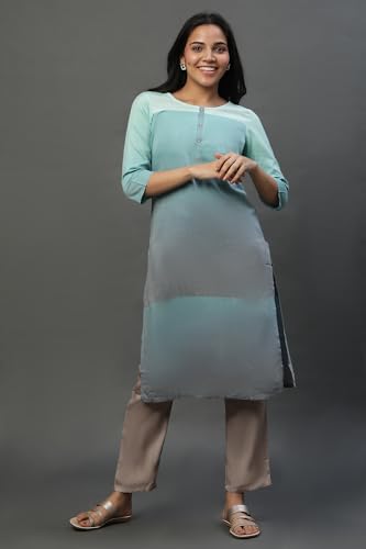Aurelia Women? Yarn Dyed Printed Straight Kurta | Round Neck Kurta for Women | Yarn Dyed Printed Kurta for Women | Beautiful Regular Fit Kurta for Women