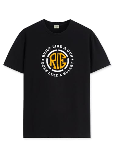 ADRO Men's Solid Regular Fit T-Shirt (RN24-BUL-BL_Black