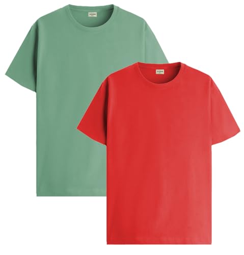 ADRO Mens T Shirts | Solid Tshirts for Men | Pure Cotton Lycra Fabric | 4 Way Stretch Smart tech Tshirt | Pack of 2 Round Neck T