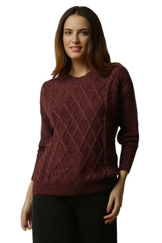 Allen Solly Women Regular Fit Casual Polyester Full Sleeve Round Neck Sweater