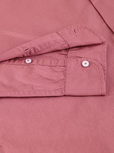 Dennis Lingo MenS Solid Chinese Collar Dusty Pink Casual Shirt