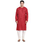 Fabindia MenS Viscose Blend Dobby Slim Kurta (102594802_Red