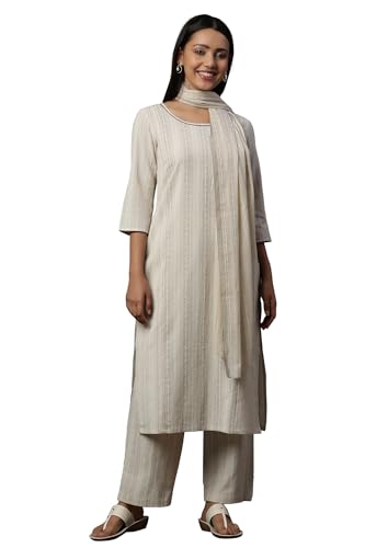 Aurelia WomenS Rayon Kurta Set (24Feas15011_Off White