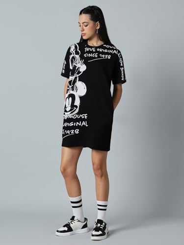 Bewakoof Heavy Duty 1.0 Official Disney Merchandise WomenS All Over Printed Oversized Fit Half Sleeve Round Neck Terry T-Shirt