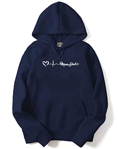 ADRO Men's Cotton Neck Hooded Sweatshirt (H20-M-MOM-NB_Navy_XL)