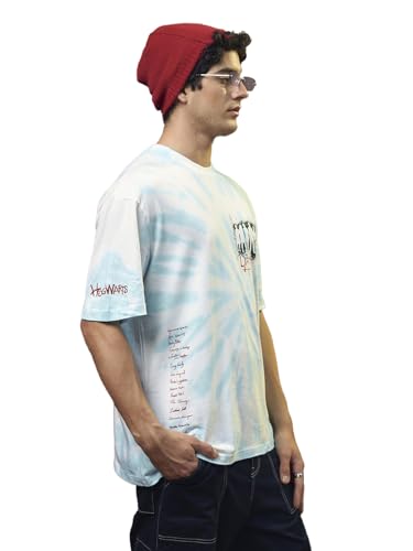Bewakoof Official Harry Potter Merchandise Mens Tie & Dye Oversized T-Shirt_625632_ White_ XL