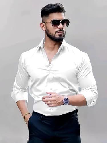 Indoprimo MenS Solid Regular Fit Shirt (If-1010-9D2Z_White