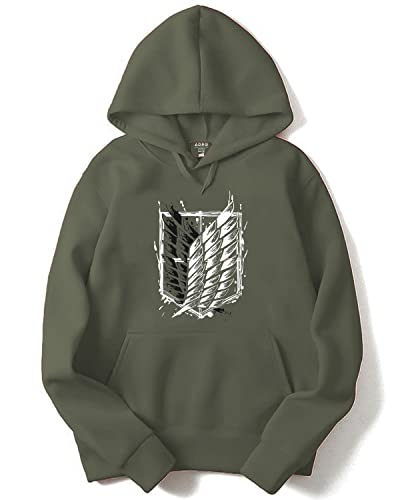 ADRO Men's Cotton Neck Hooded Sweatshirt (H22-2-WINN-OL_Olive_XL)