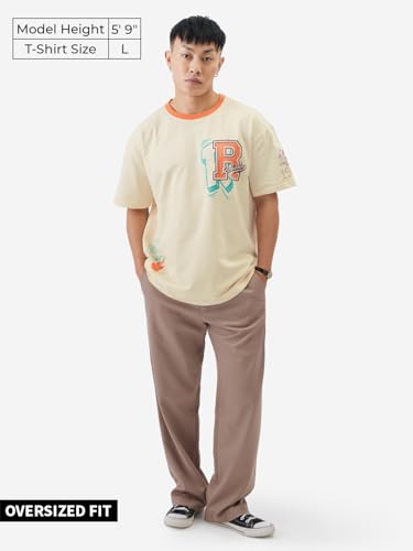 The Souled Store Archie: Riverdale Varsity Oversized T-Shirts Off White Oversized T Shirts For Cotton Casual Half Sleeves Baggy